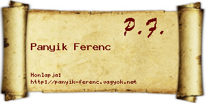 Panyik Ferenc névjegykártya
